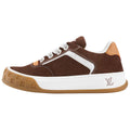 Louis Vuitton Tilted Suede Lace-Up Biscuit-Sole Low-Top Sneakers in Chestnut Brown – Unisex