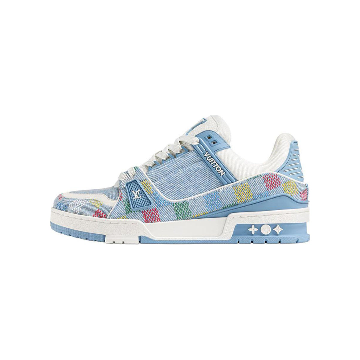 Louis Vuitton Trainer SS25 Denim Logo Detail Low-Top Sneakers in Blue – Unisex