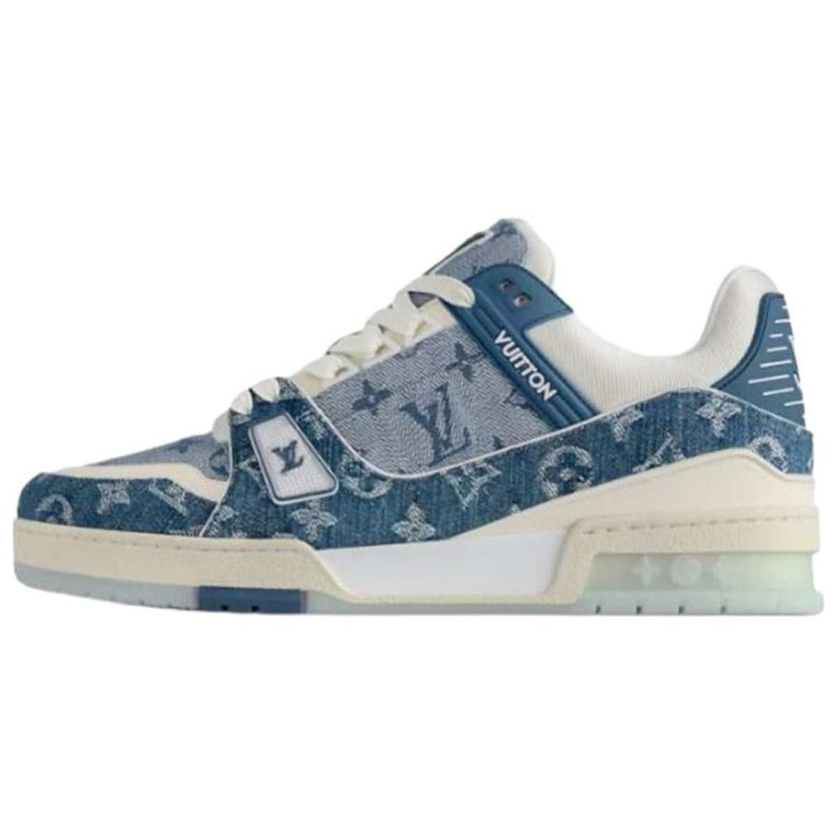 Louis Vuitton Trainer Leather Lace-Up Low-Top Sneakers in Blue & White – Unisex