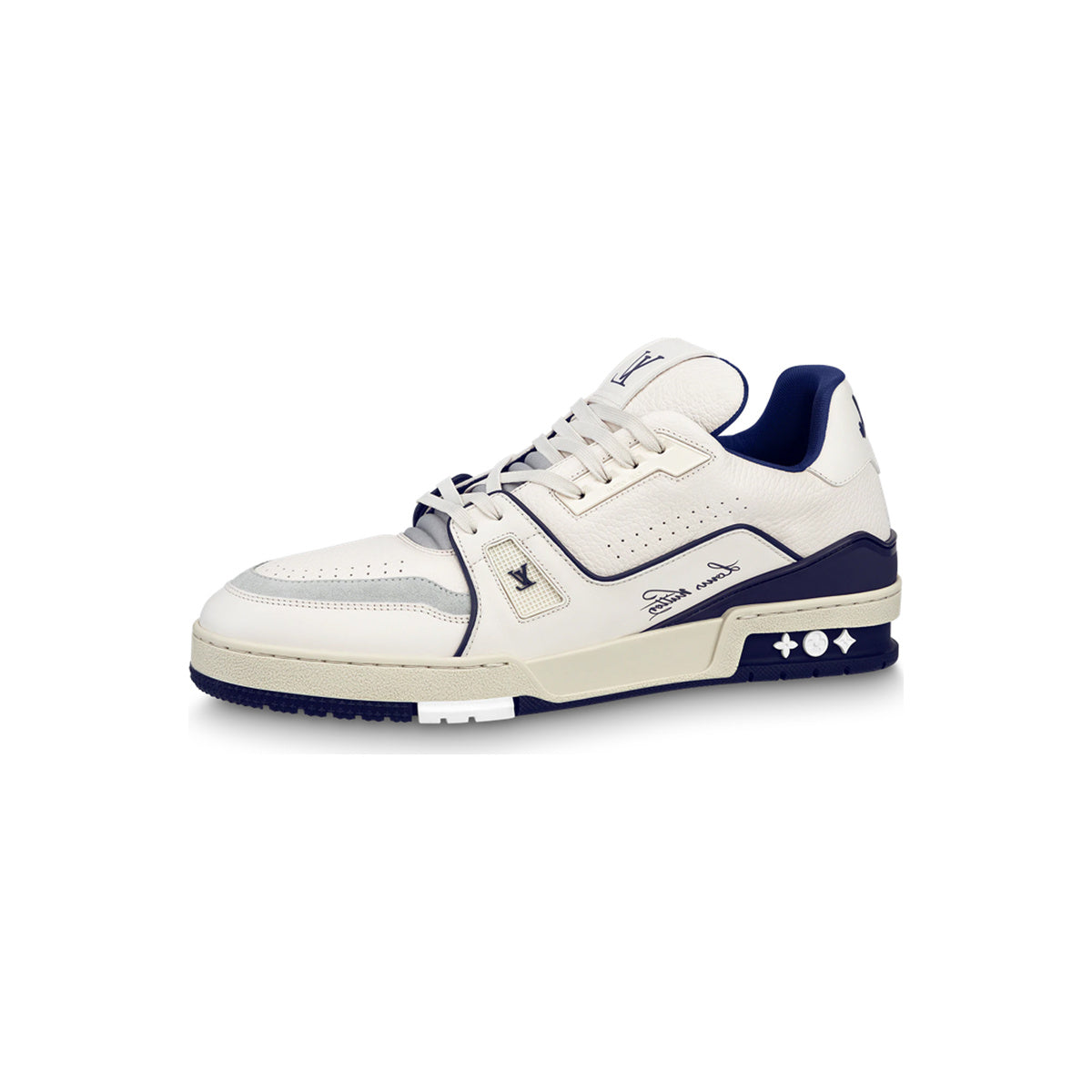Louis Vuitton Trainer Flat Sole Low-Top Sneakers in White & Blue – Unisex