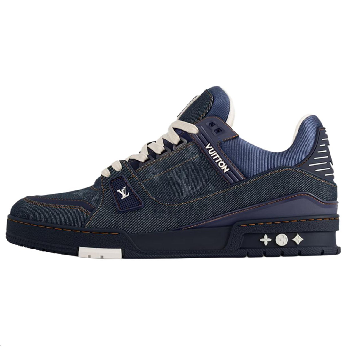 Louis Vuitton Trainer Denim Lace-Up Low-Top Sneakers in Navy Blue – Unisex