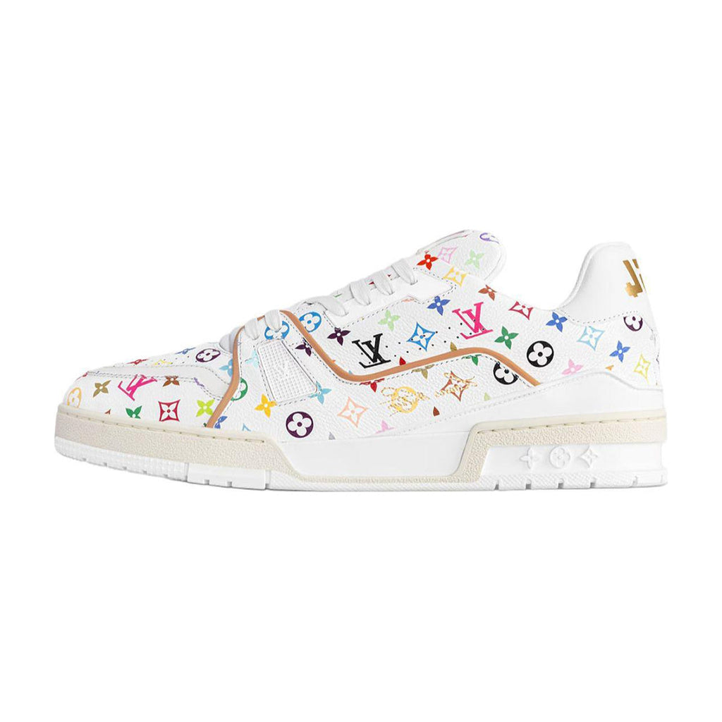 Louis Vuitton × Takashi Murakami Trainer Grained Calf Leather Low-Top Sneakers in White – Unisex