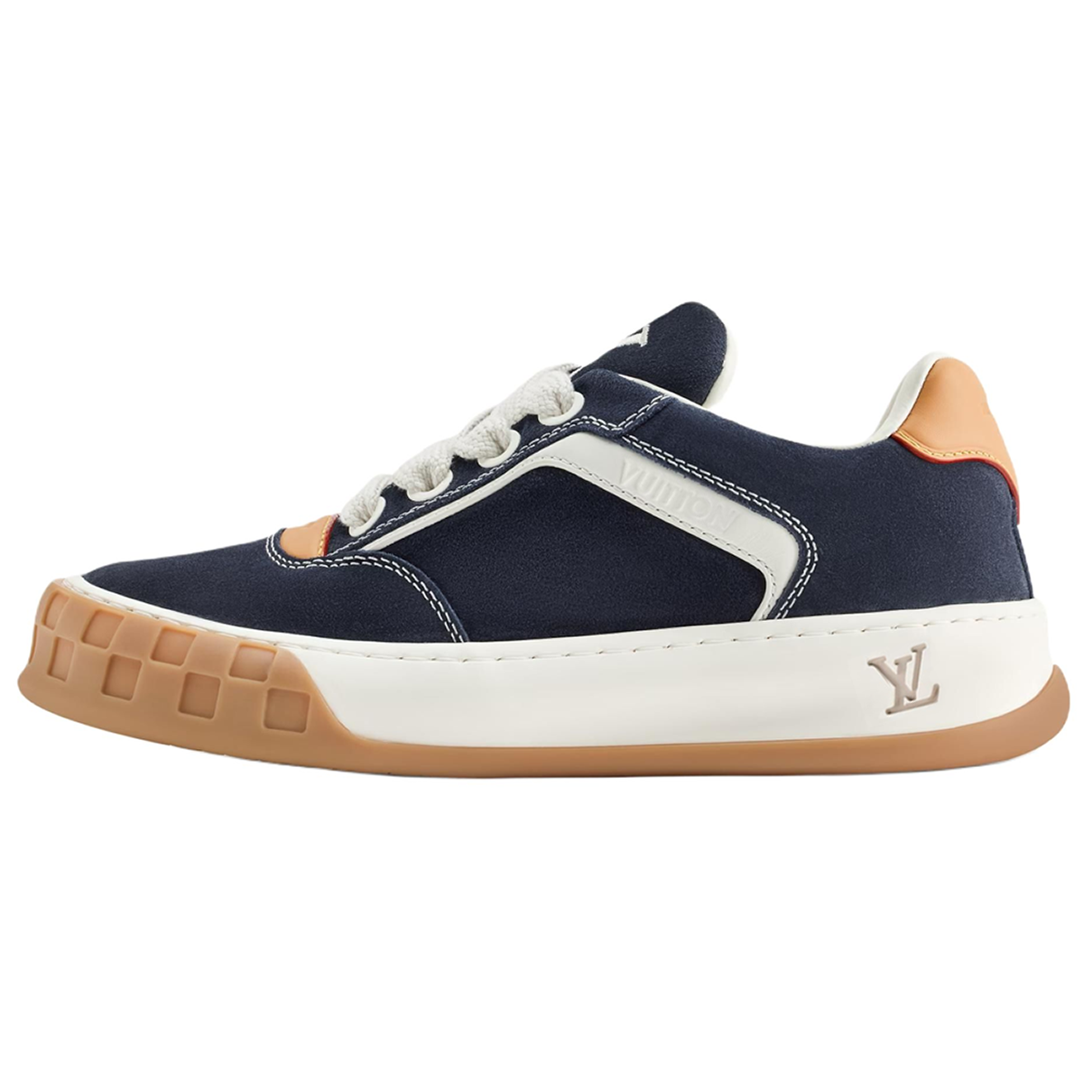 Louis Vuitton Tilted Suede Lace-Up Biscuit-Sole Low-Top Sneakers in Navy Blue – Unisex