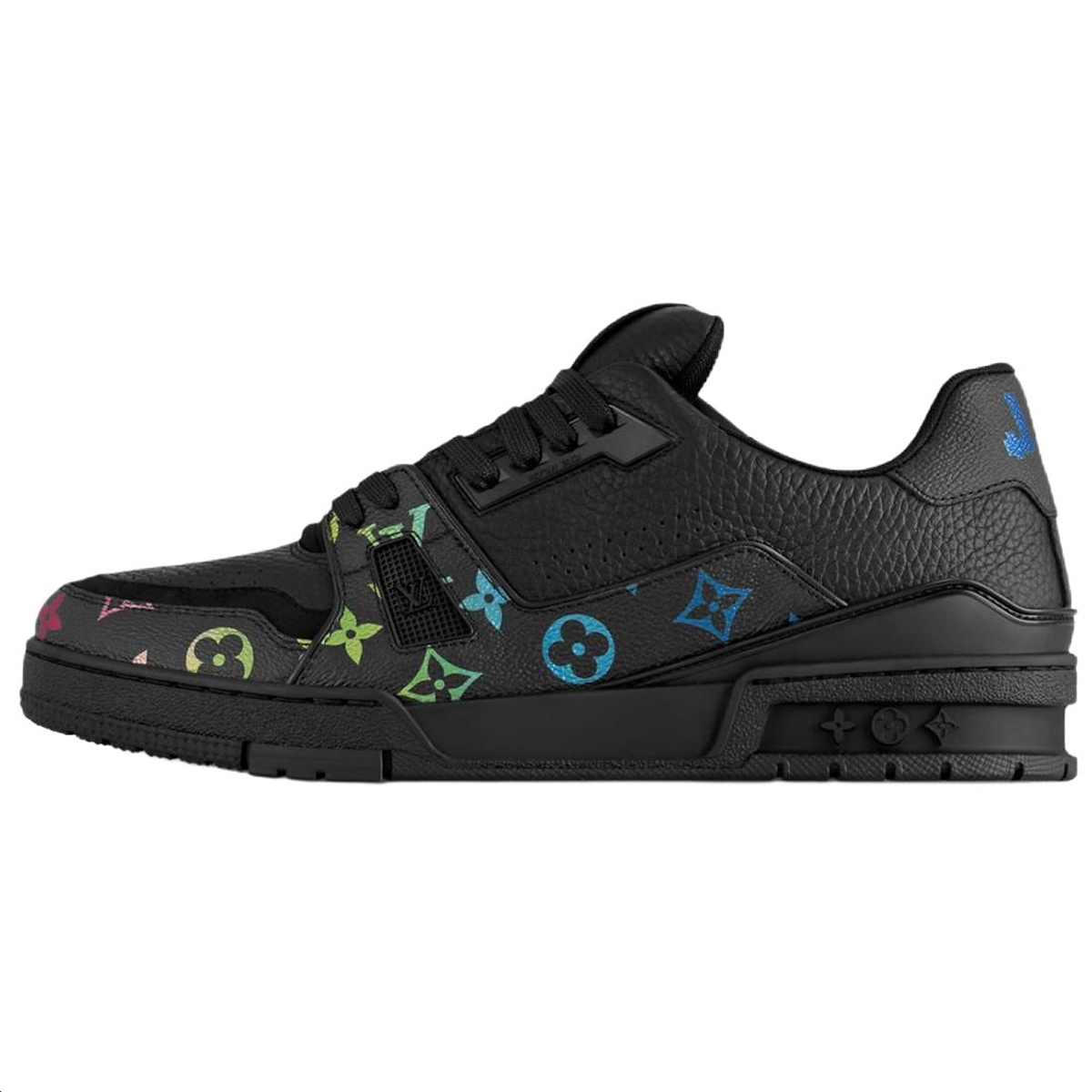 Louis Vuitton Trainer Calf Leather Lace-Up Low-Top Sneakers in Black Pattern – Unisex