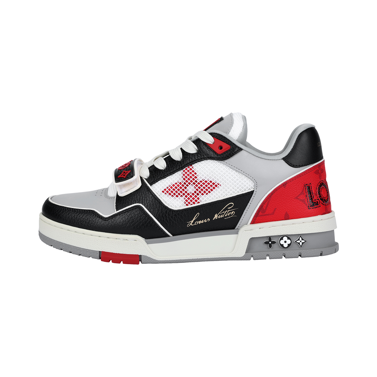 Louis Vuitton Trainer Low-Top Sneakers in Black, Red & White – Unisex