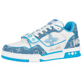 Louis Vuitton Trainer Leather Flower Motif Low-Top Sneakers in Blue & White
