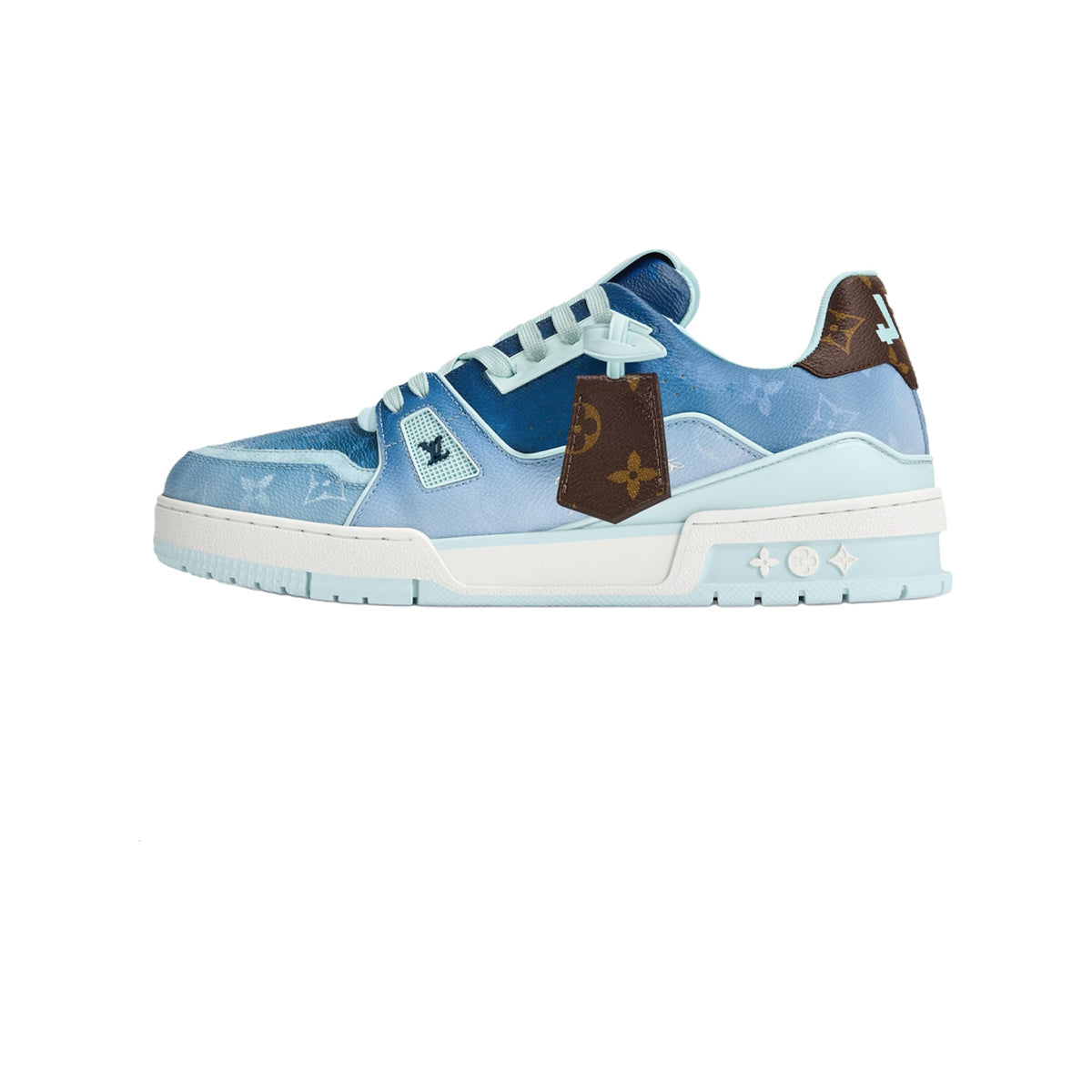Louis Vuitton Trainer Leather & Canvas Key Charm Low-Top Sneakers in Ocean Blue – Unisex