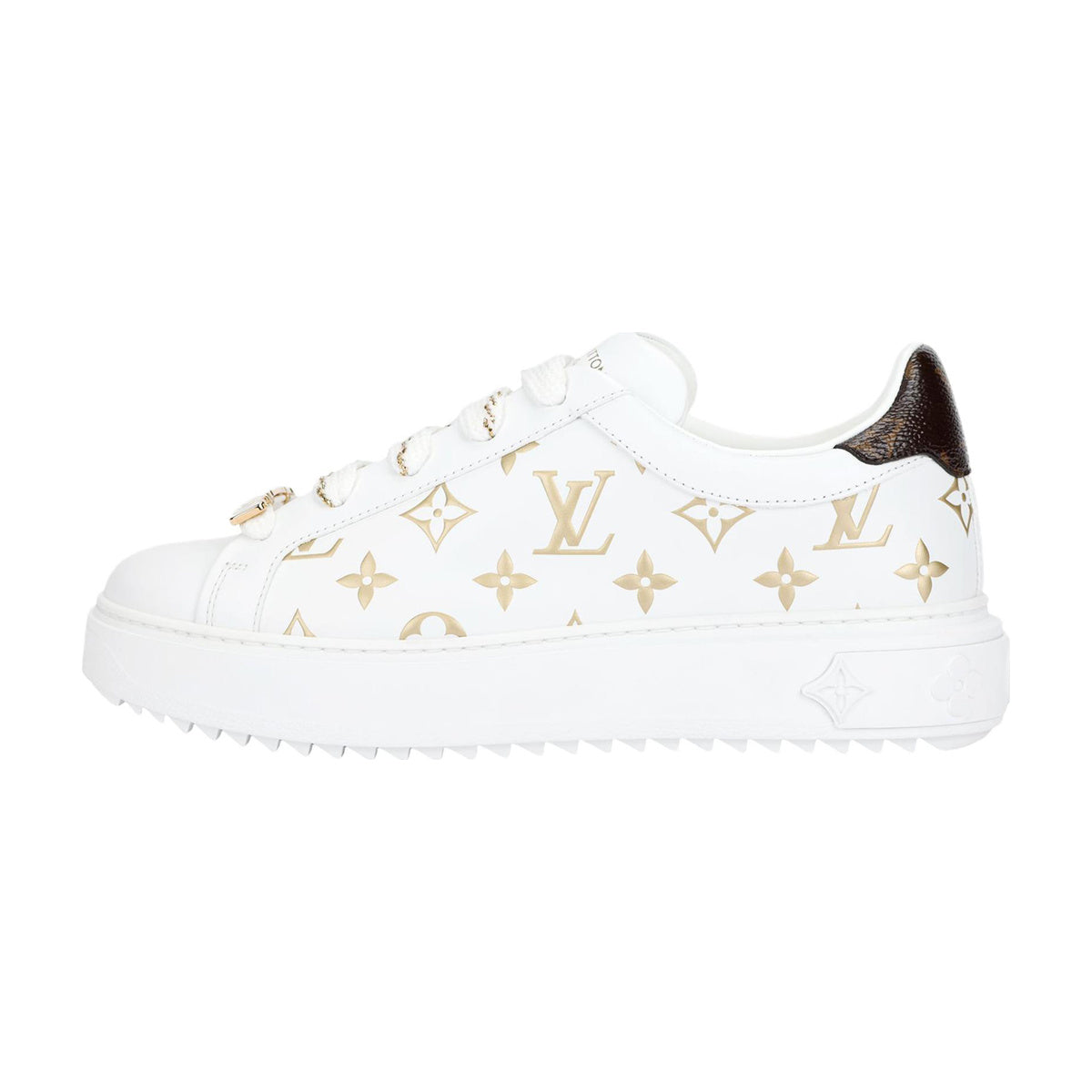 Louis Vuitton Time Out Logo-Print Leather Low-Top Sneakers in White & Gold – WoUnisex