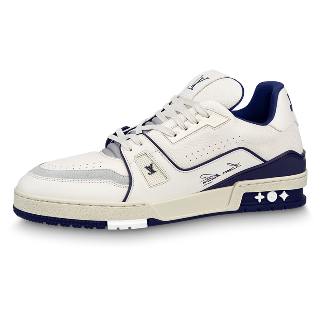 Louis Vuitton Trainer Lace-Up Low-Top Sneakers in White & Blue – Unisex