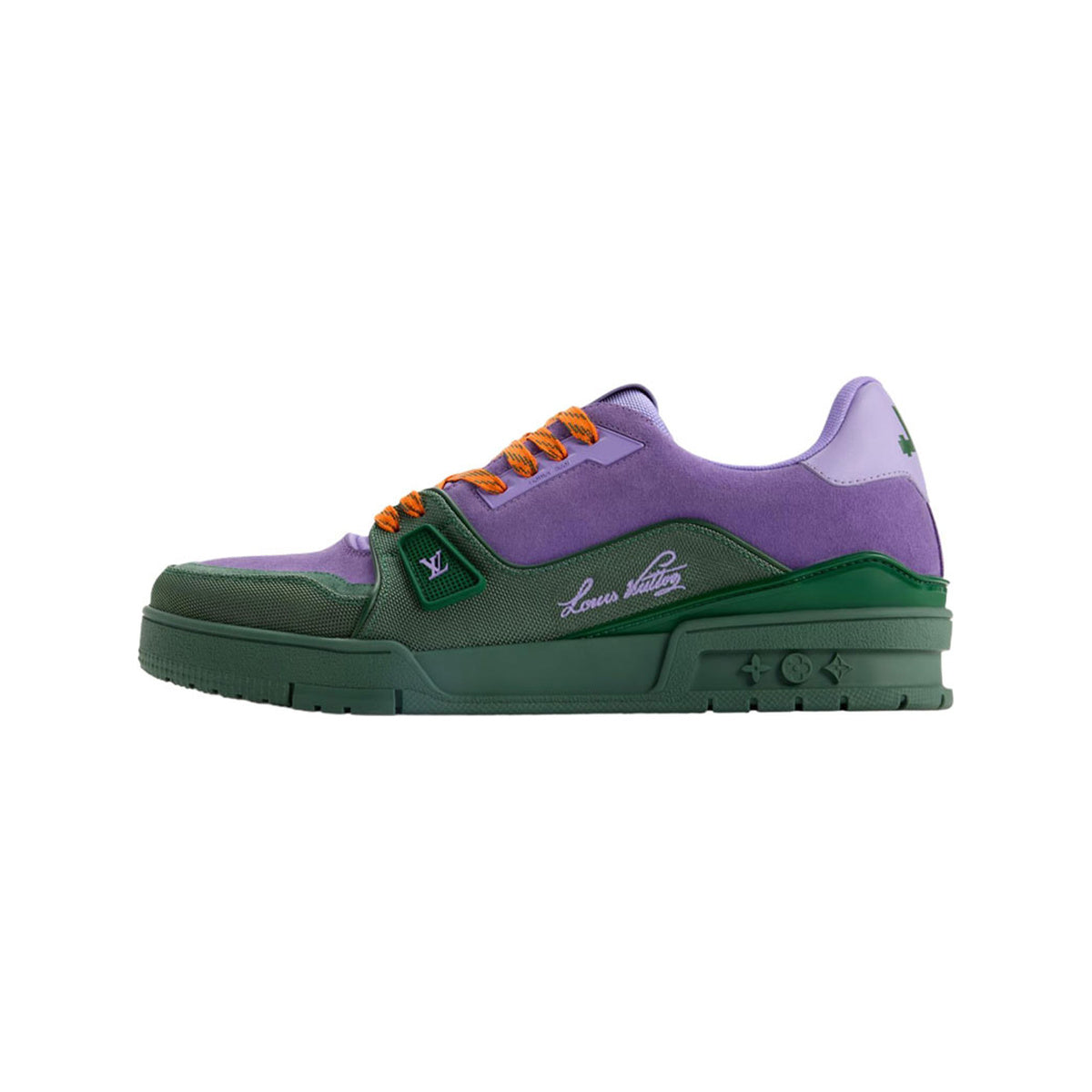 Louis Vuitton Trainer Suede Leather Lace-Up Low-Top Sneakers in Purple & Green – Unisex