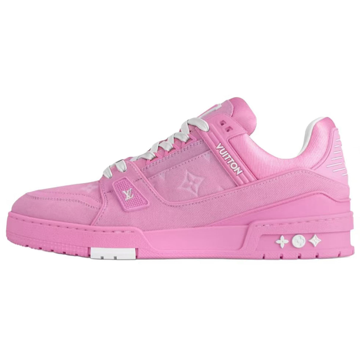 Louis Vuitton Trainer Denim Lace-Up Low-Top Sneakers in Pink – WoUnisex