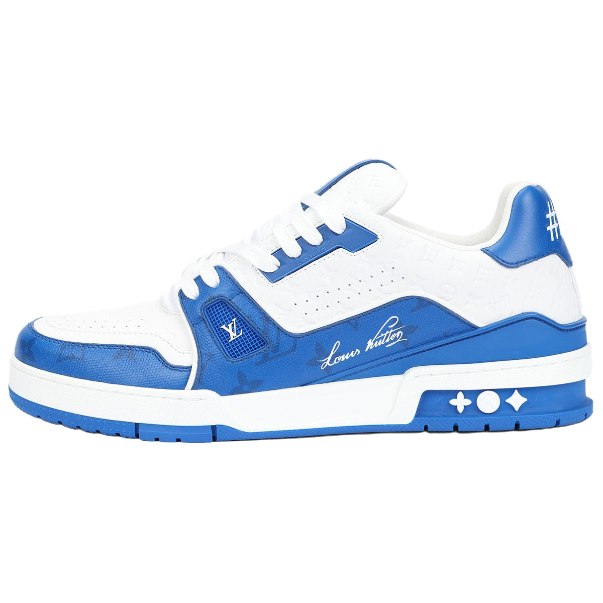 Louis Vuitton Trainer Full-Grain Leather Lace-Up Low-Top Sneakers in Blue – Unisex