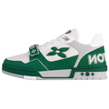 Louis Vuitton Trainer Leather Lace-Up Low-Top Sneakers in Green with Floral Logo
