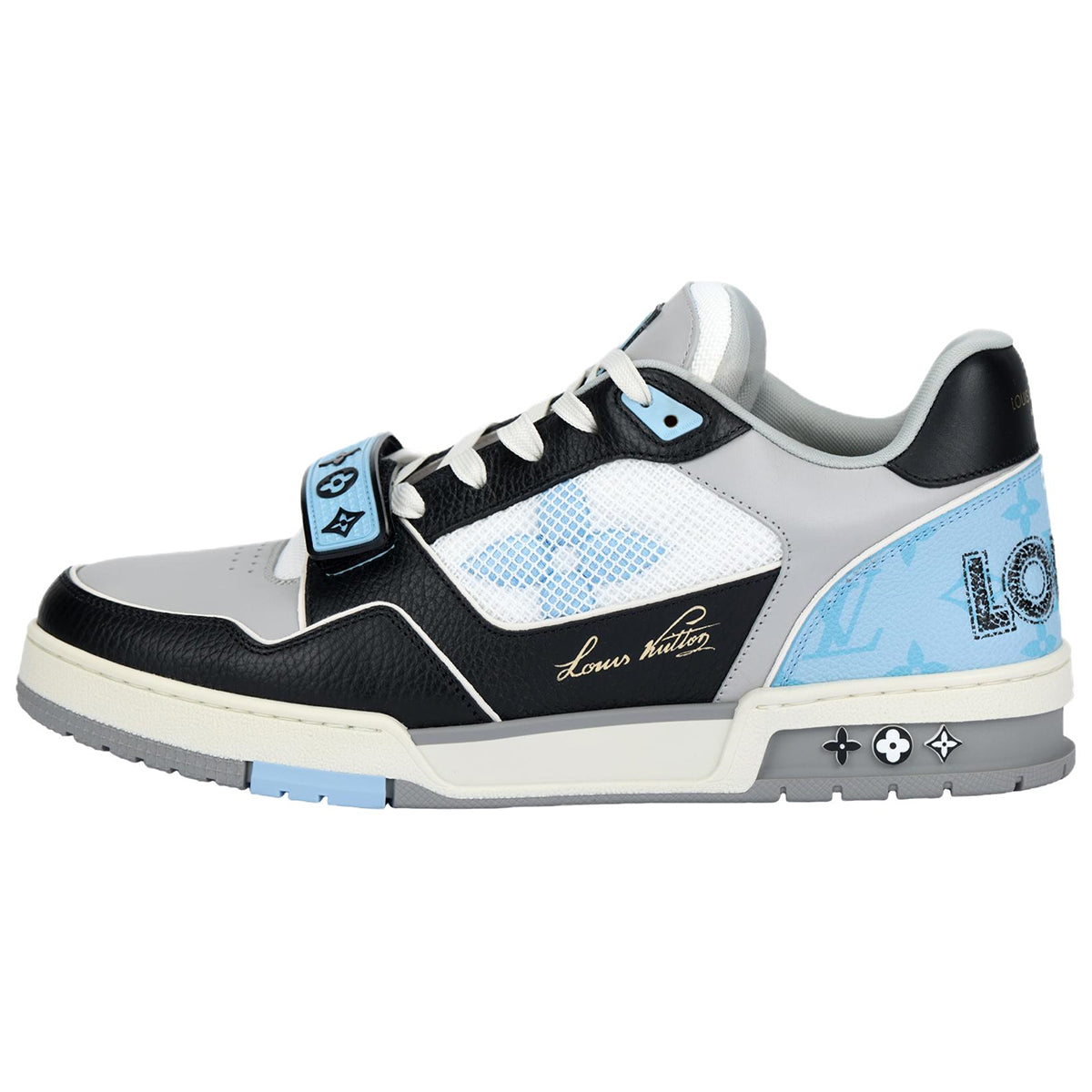 Louis Vuitton LV Trainer 1.0 Sneaker – Black / Sky Blue / Grey / White (Velcro Strap)