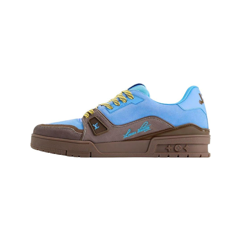 Louis Vuitton Trainer Leather & Suede Lace-Up Low-Top Sneakers in Blue – Unisex