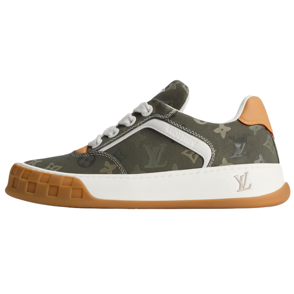 Louis Vuitton Tilted Calf Leather Lace-Up Platform Biscuit-Sole Low-Top Sneakers in Khaki Green – Unisex
