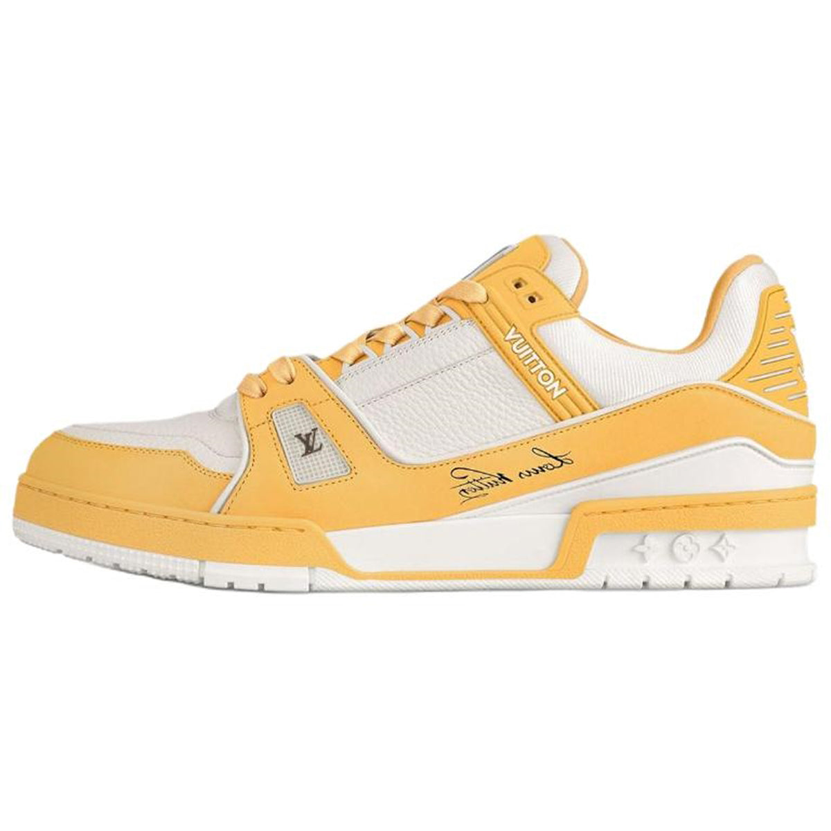 Louis Vuitton Trainer Calf Leather Lace-Up Low-Top Sneakers in Yellow