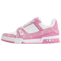 Louis Vuitton Trainer Leather Lace-Up Low-Top Sneakers in Rose with Printed Detail – Unisex