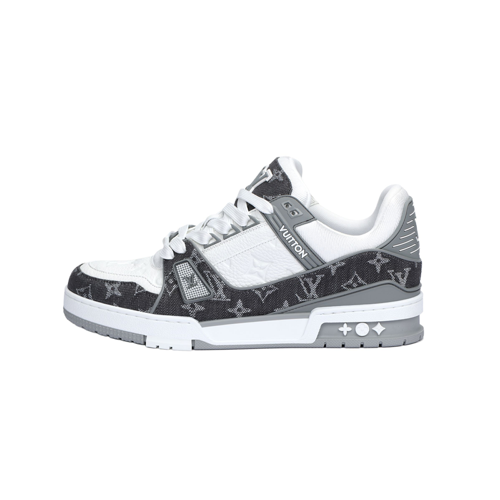 Louis Vuitton Trainer Lace-Up Low-Top Sneakers in Grey & White – Unisex