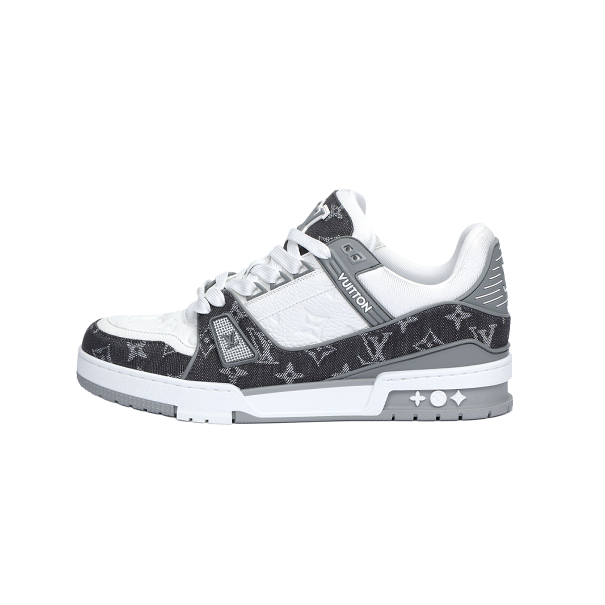 Louis Vuitton Trainer Lace-Up Low-Top Sneakers in Grey & White – Unisex