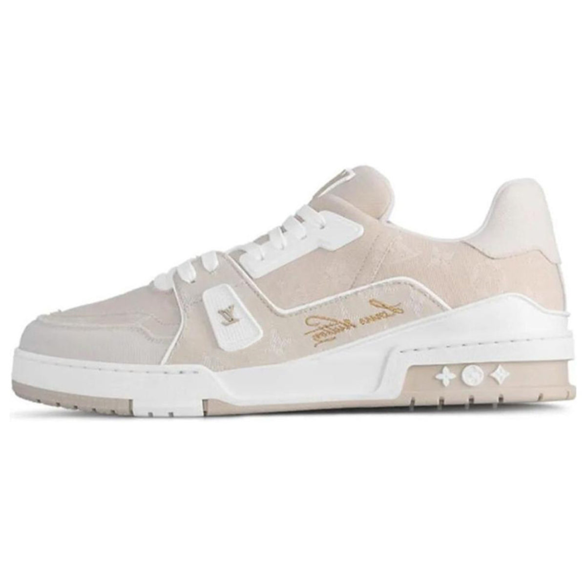 Louis Vuitton Trainer Lace-Up Low-Top Sneakers in Beige – Unisex
