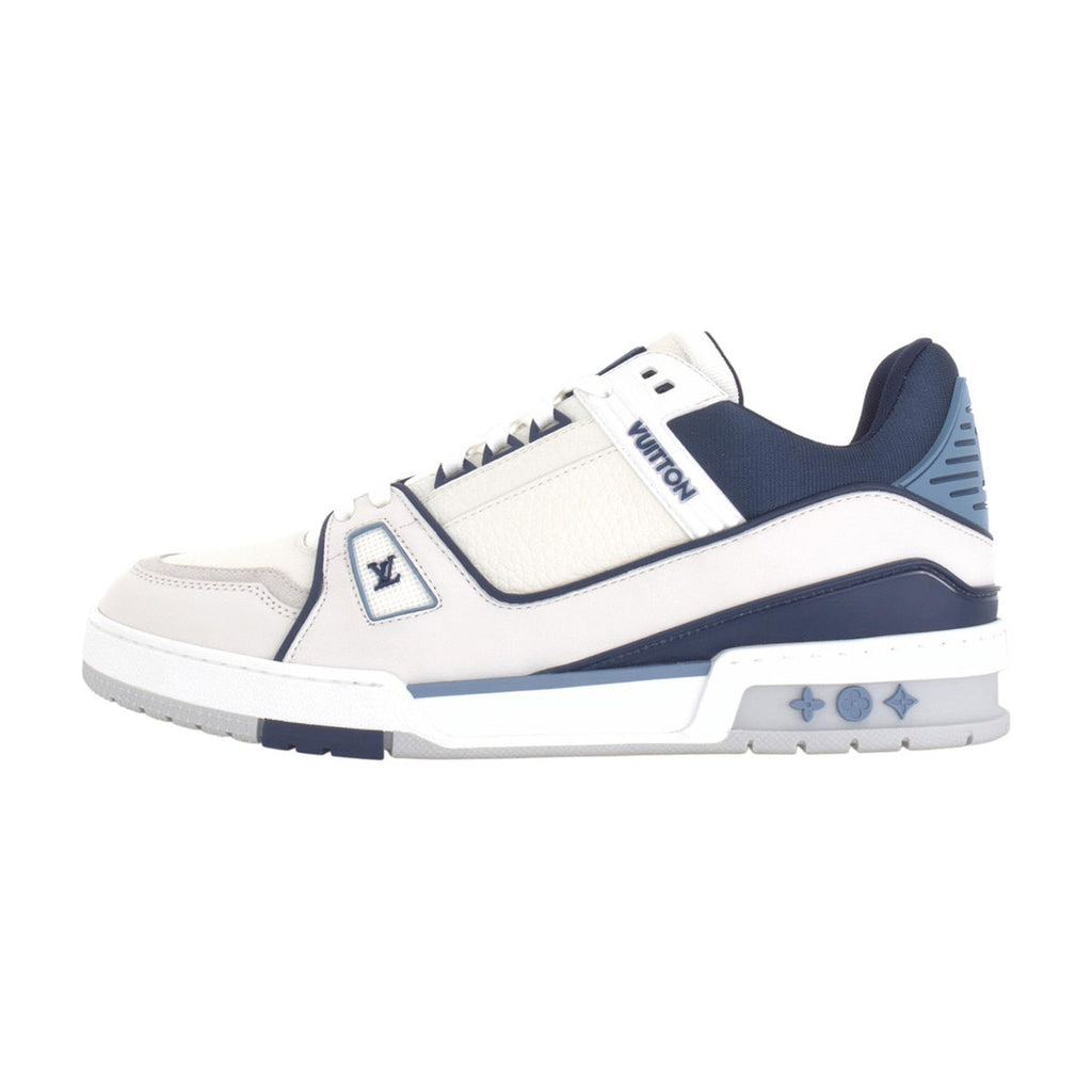 Louis Vuitton Trainer Grained Calf Leather Lace-Up Low-Top Sneakers in Blue – Unisex
