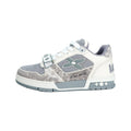 Louis Vuitton Trainer Python Leather Detail & Suede Calf Leather Lace-Up Velcro Low-Top Sneakers in Grey – Unisex