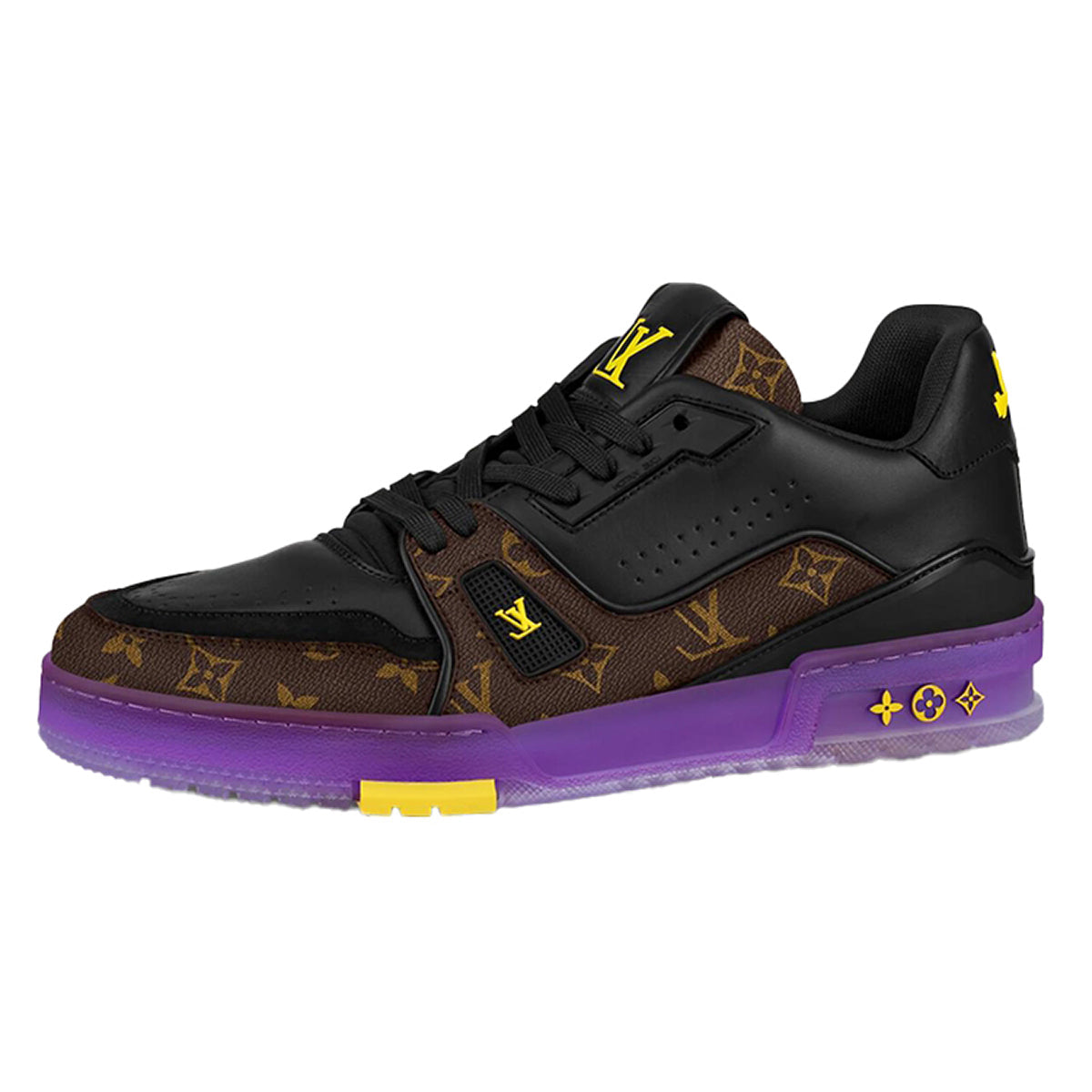 Louis Vuitton Trainer Leather Lace-Up Low-Top Sneakers in Purple & Gold – Unisex