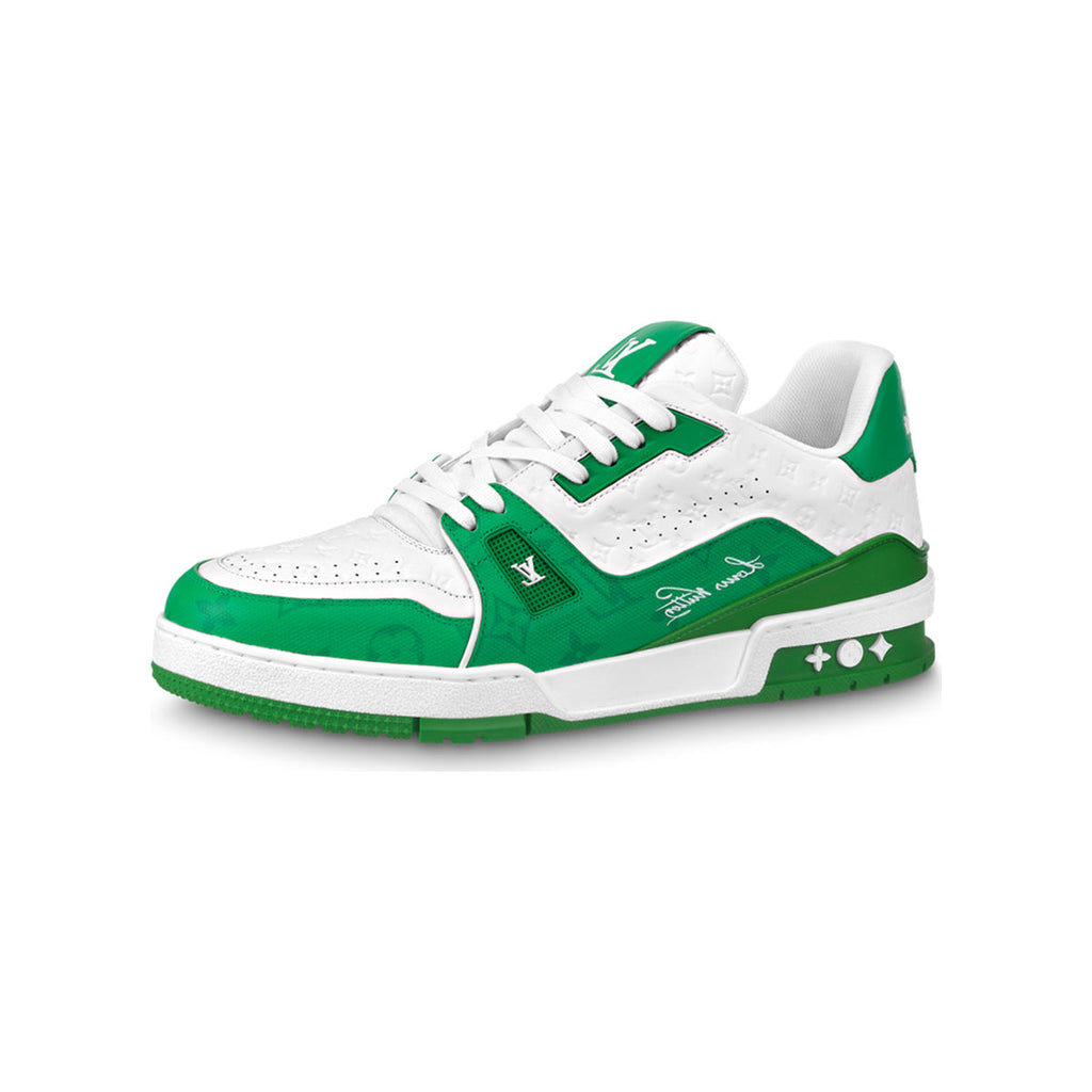 Louis Vuitton Trainer Leather Low-Top Sneakers in White & Green – Unisex