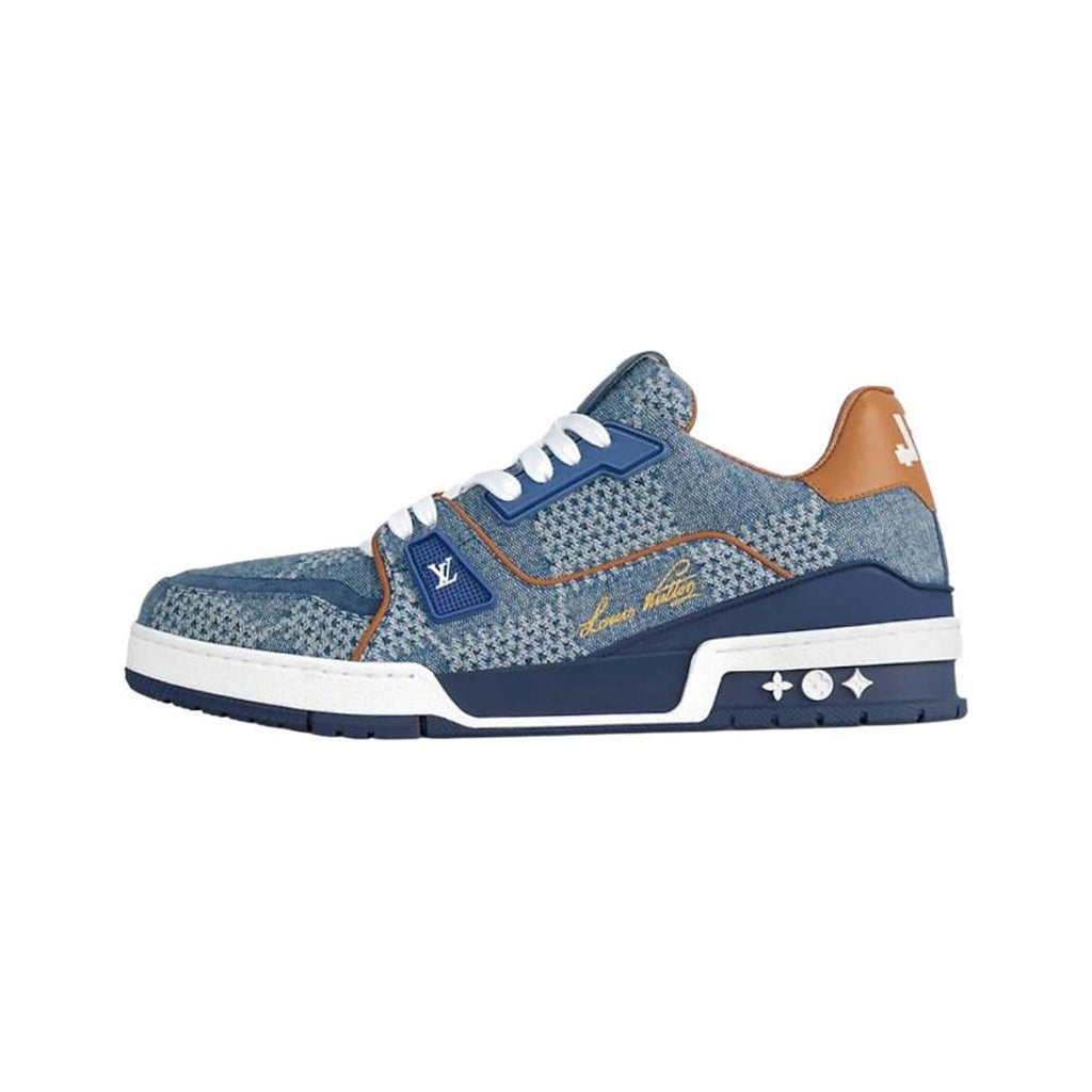 Louis Vuitton Trainer Leather Checkered Print Low-Top Sneakers in Blue – Unisex