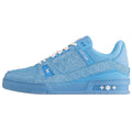 Louis Vuitton Trainer Patent Leather Embossed Lace-Up Low-Top Sneakers in Blue – Unisex