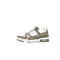 Louis Vuitton Trainer Lace-Up Low-Top Sneakers in Green with LV Logo Print