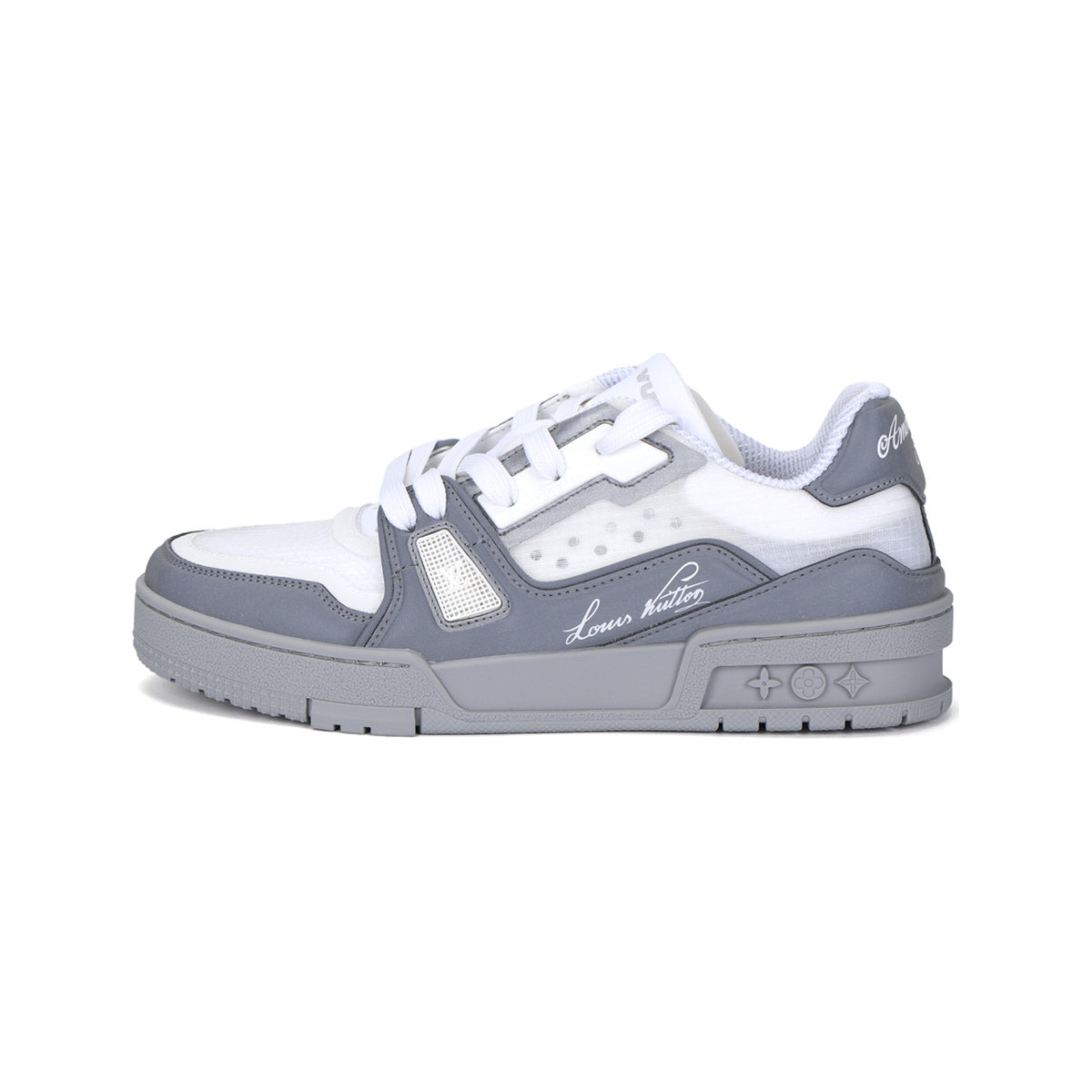 Louis Vuitton Trainer Reflective Detail Low-Top Sneakers in White & Grey – Unisex