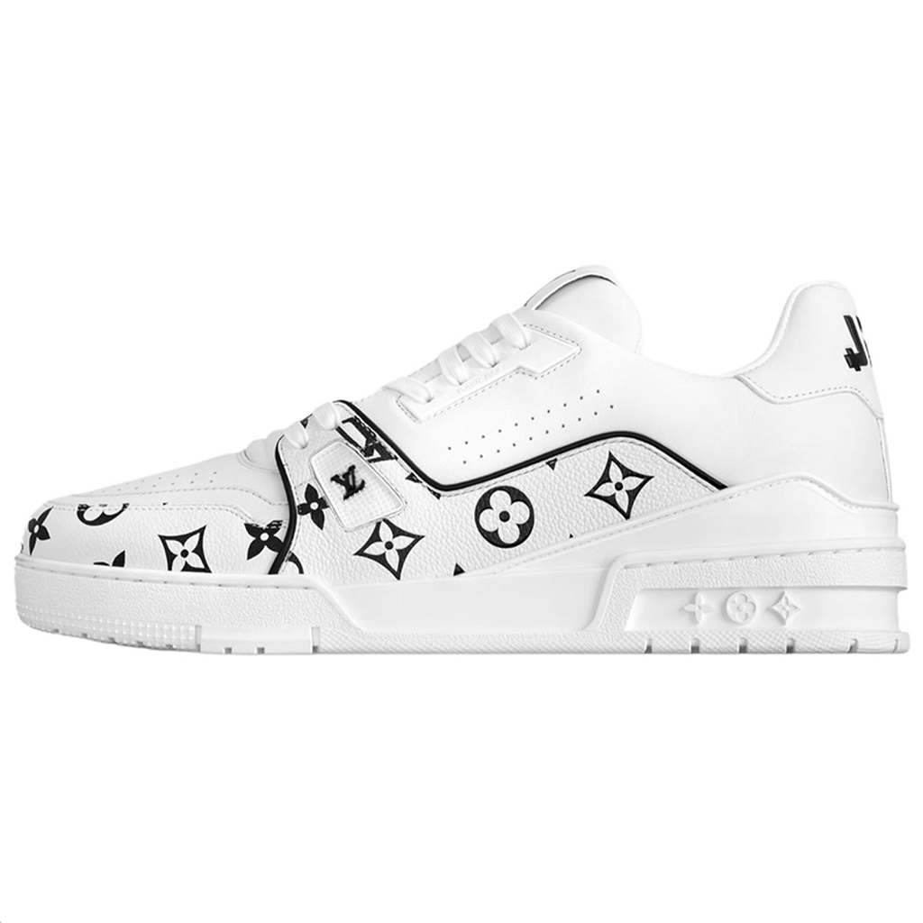 Louis Vuitton Trainer Calf Leather Lace-Up Low-Top Sneakers in White