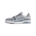 Louis Vuitton Trainer Grained Calf Leather Lace-Up Low-Top Sneakers in Grey – Unisex