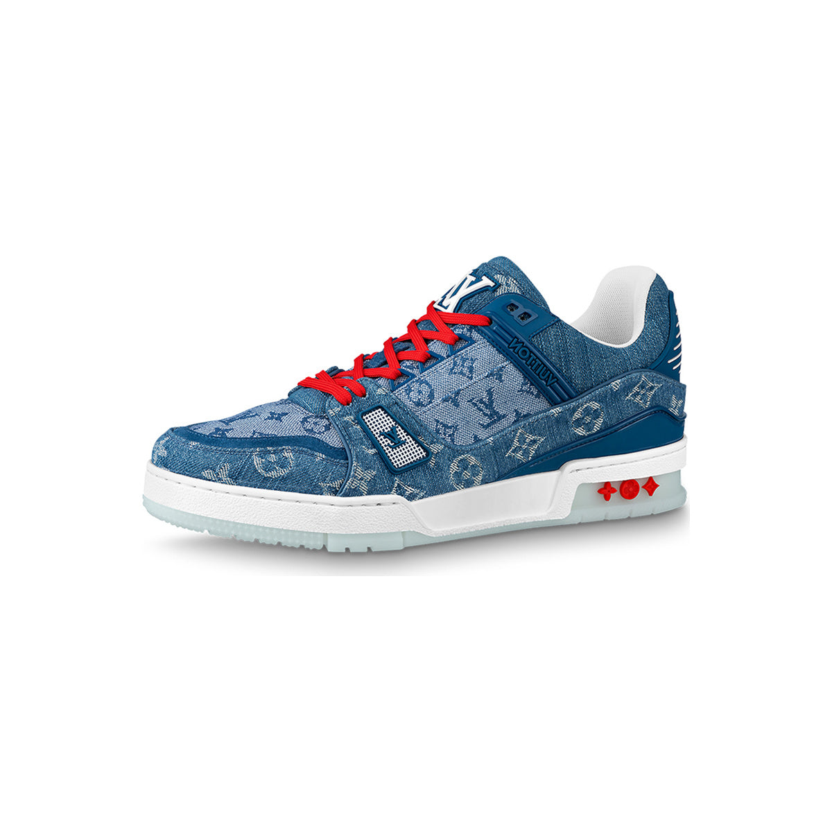 Louis Vuitton Trainer Leather Low-Top Sneakers in Denim Blue & Red – Unisex