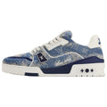 Louis Vuitton Trainer Denim & Leather Lace-Up Platform Low-Top Sneakers in Blue – Unisex