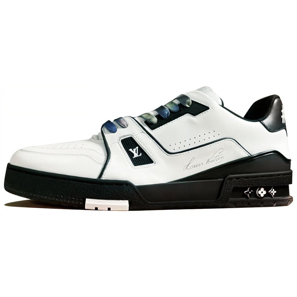 Louis Vuitton Trainer Leather Lace-Up Low-Top Sneakers in White & Black – Unisex