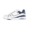 Louis Vuitton Grainy Calf Leather Lace-Up Flat-Sole Low-Top Sneakers in Blue – Unisex