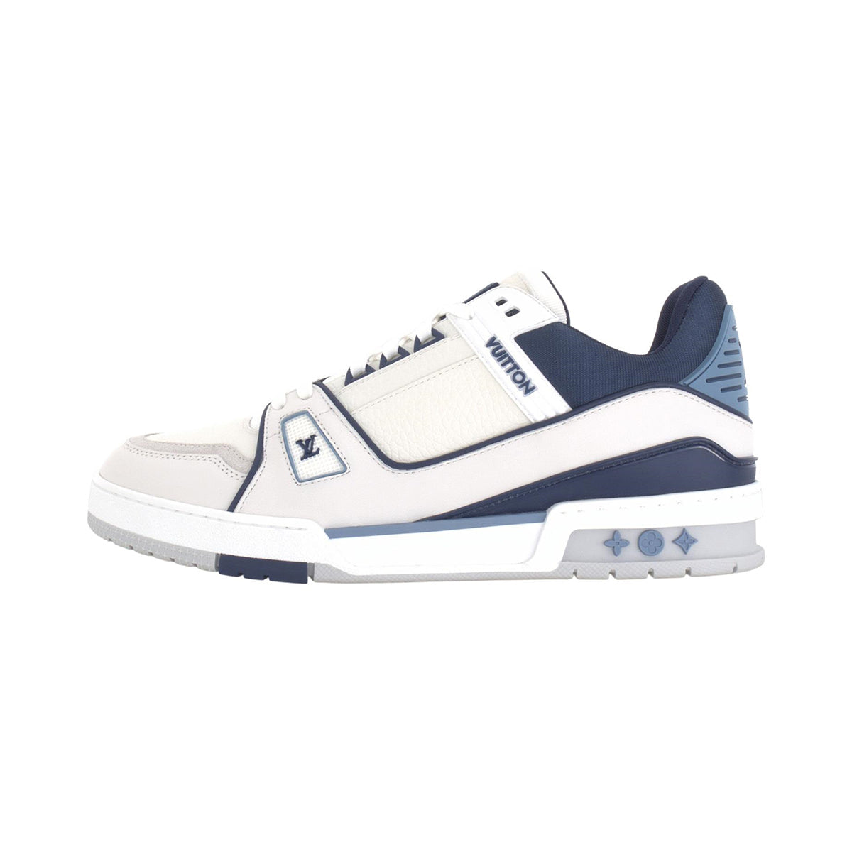 Louis Vuitton Grainy Calf Leather Lace-Up Flat-Sole Low-Top Sneakers in Blue – Unisex