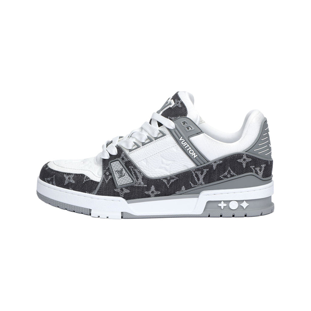 Louis Vuitton Trainer Lace-Up Low-Top Sneakers in Grey & White – Unisex