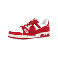 Louis Vuitton Trainer Grained Leather & Textile Low-Top Sneakers in Red – Unisex
