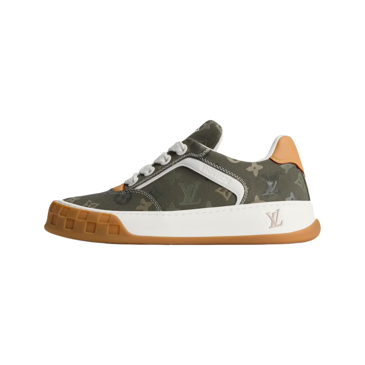 Louis Vuitton LV Tilted Leather Platform Lace-Up Low-Top Sneakers in Khaki Green – Unisex