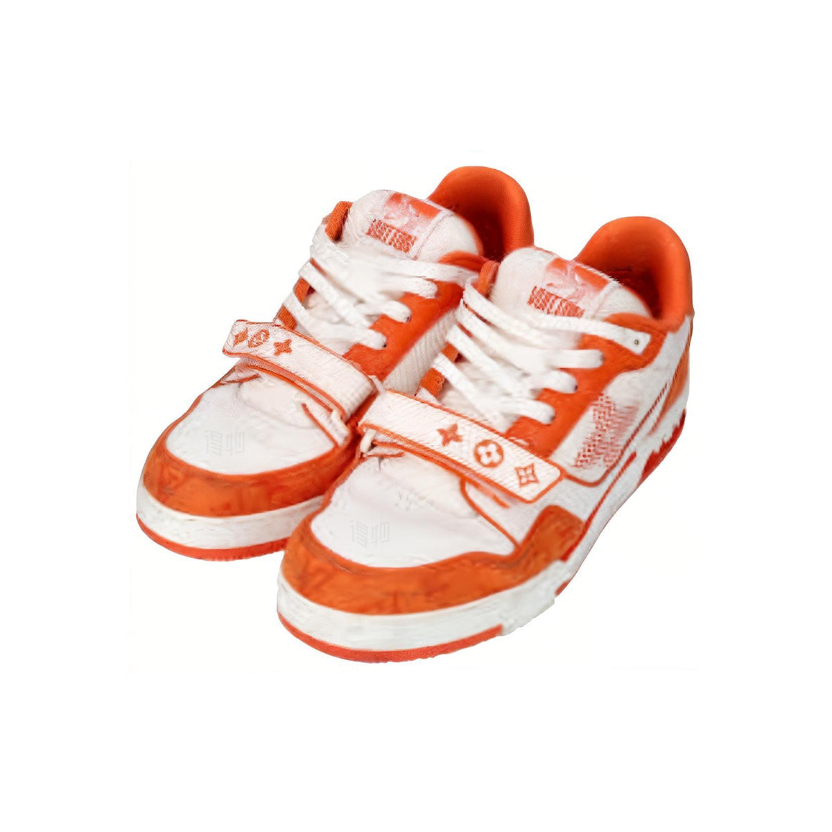 Louis Vuitton Trainer Velcro Strap Low-Top Sneakers in White & Orange