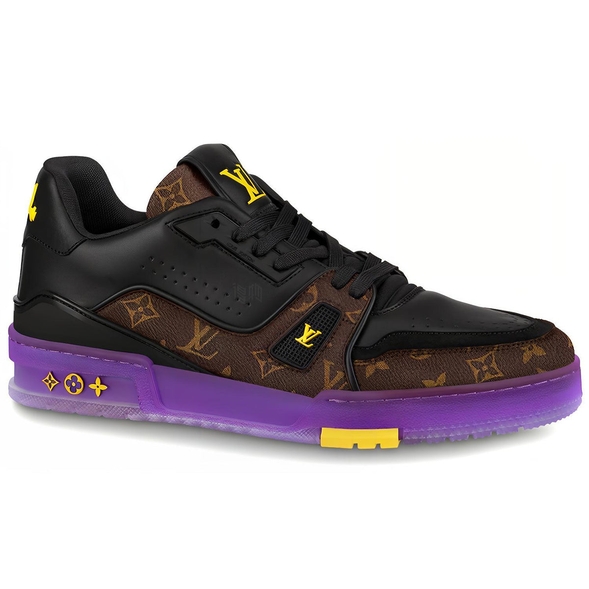 Louis Vuitton Trainer Leather Lace-Up Low-Top Sneakers in Purple & Gold – Unisex