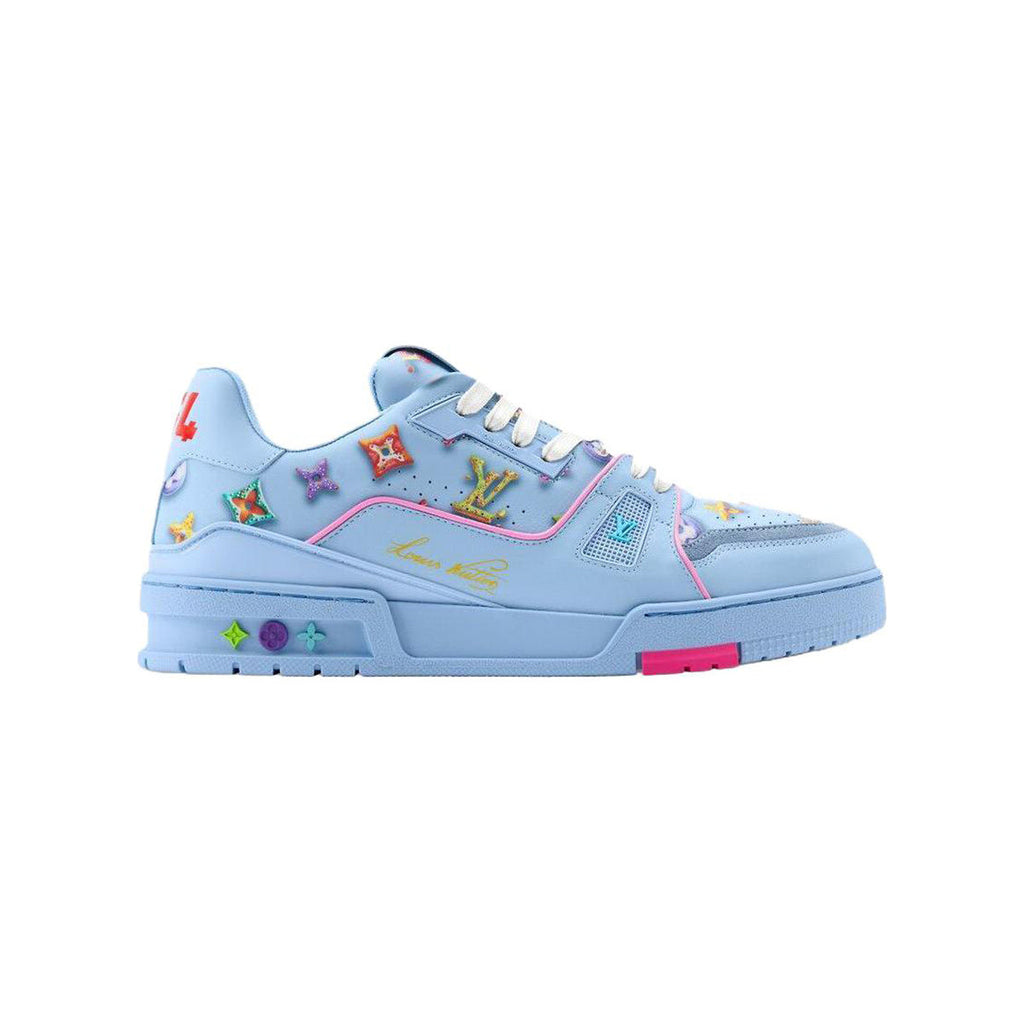 Louis Vuitton Trainer Leather Donut Motif Lace-Up Low-Top Sneakers in Ocean Blue – Unisex