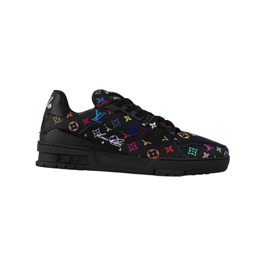 Louis Vuitton × Takashi Murakami Trainer Grained Calf Leather Signature Print Low-Top Sneakers in Black – WoUnisex