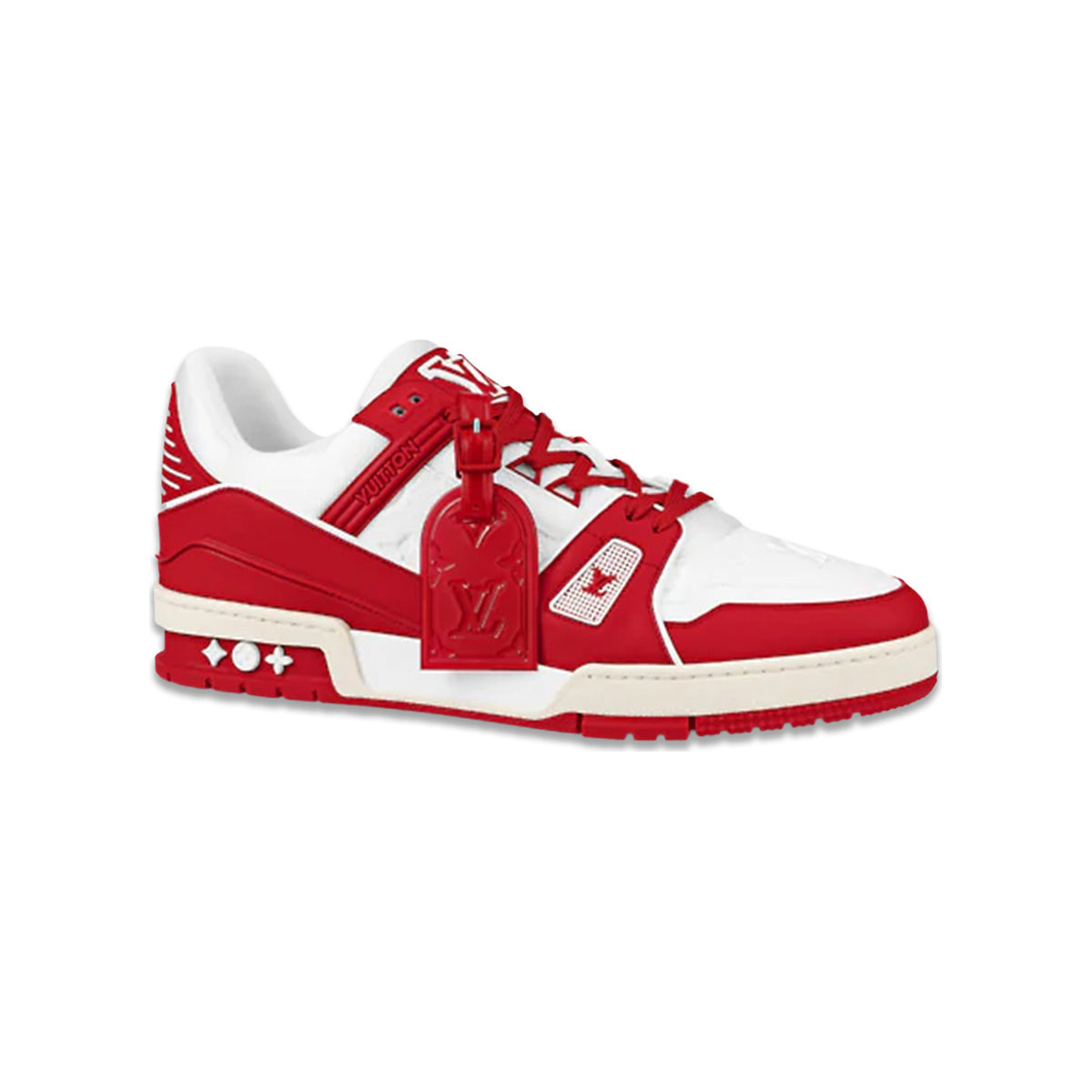 Louis Vuitton Trainer Grained Leather & Textile Low-Top Sneakers in Red – Unisex