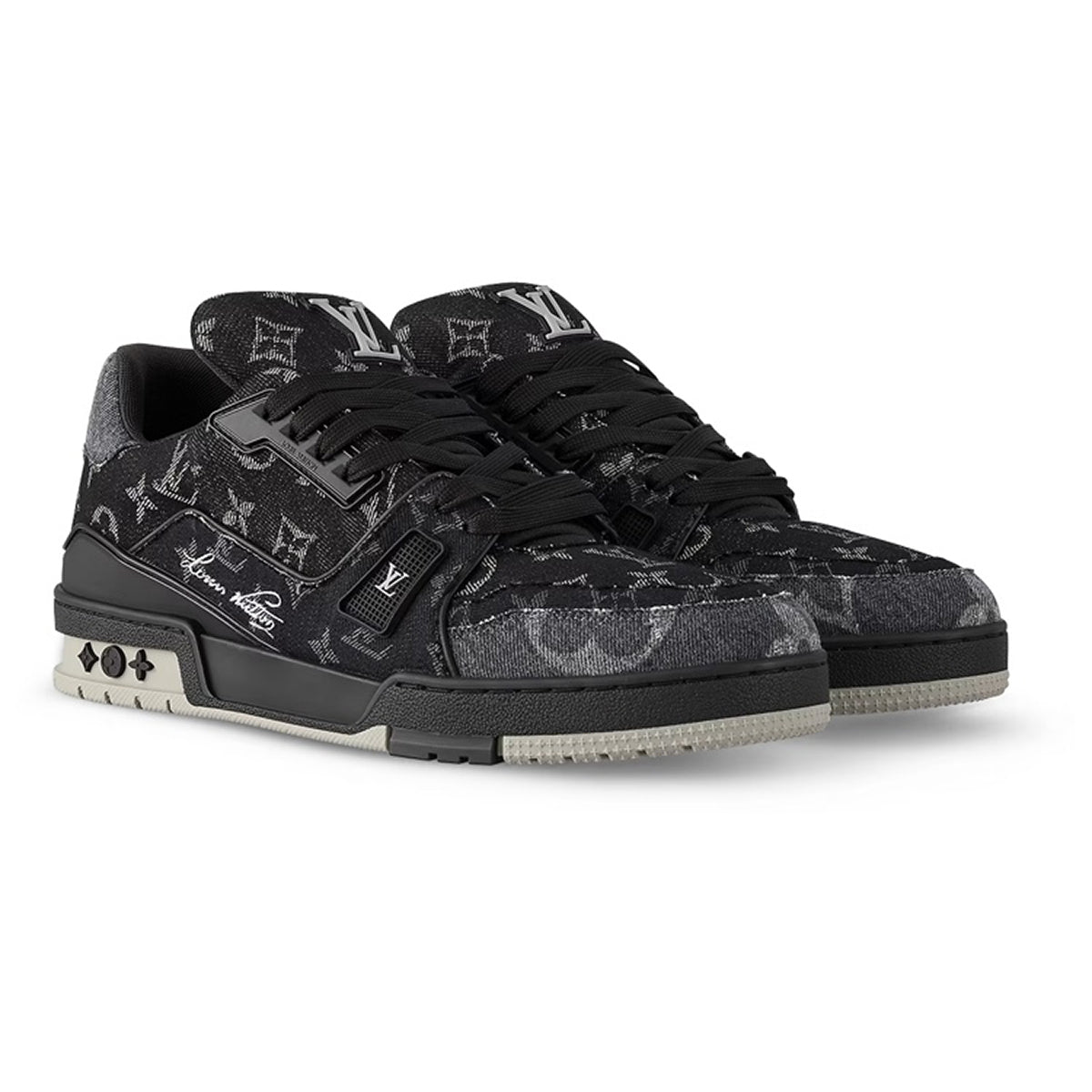 Louis Vuitton LV Trainer 2.0 Sneaker – Black Monogram Denim / Black / Off-White