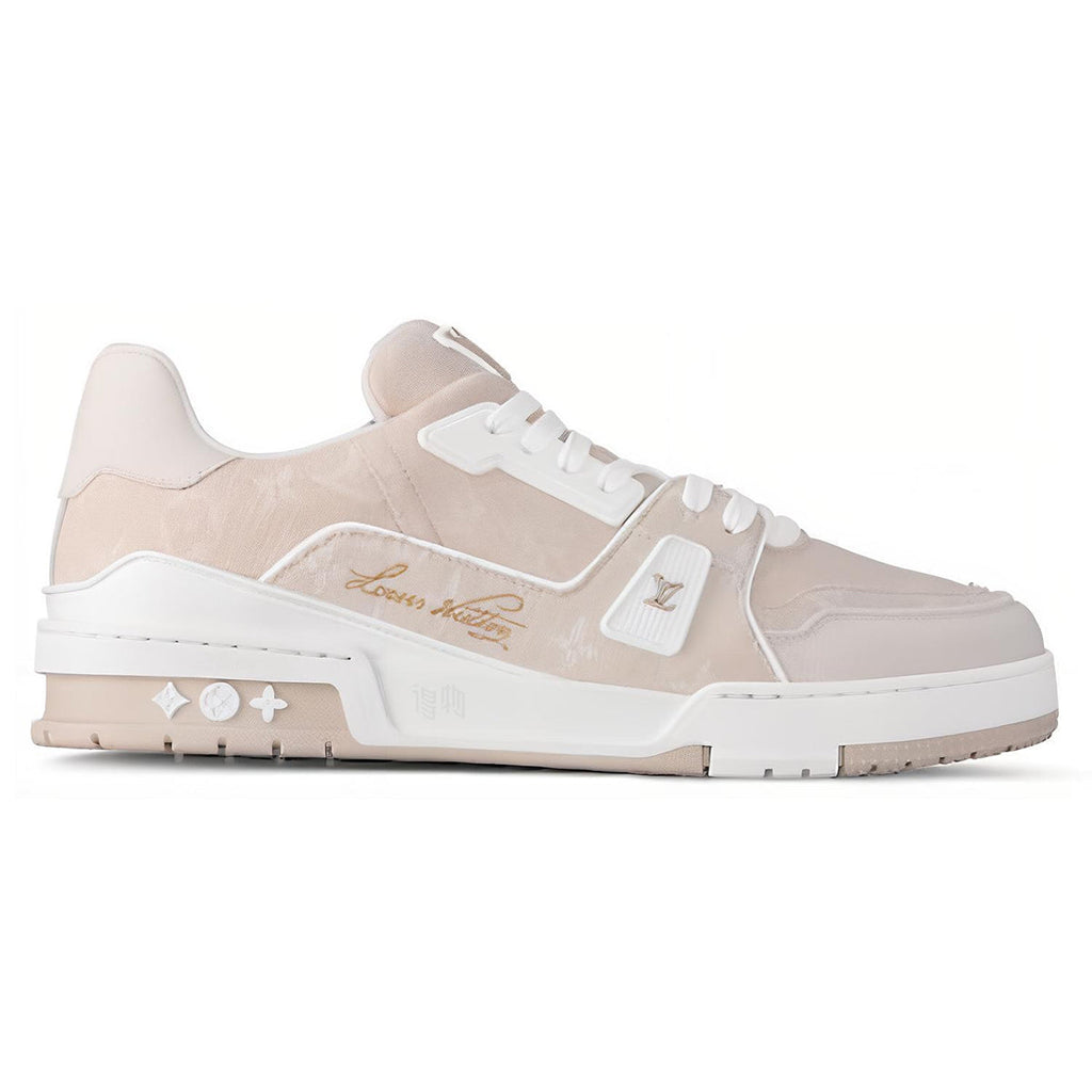 Louis Vuitton Trainer Lace-Up Low-Top Sneakers in Beige – Unisex